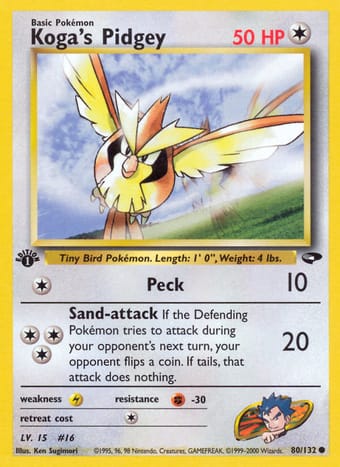 Koga's Pidgey Gym Challenge Pokemon Card