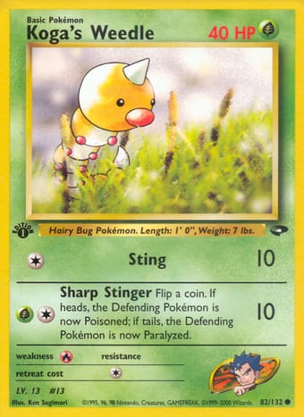 Koga's Weedle Gym Challenge Pokemon Card