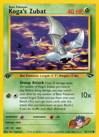Koga's Zubat Gym Challenge Pokemon Card
