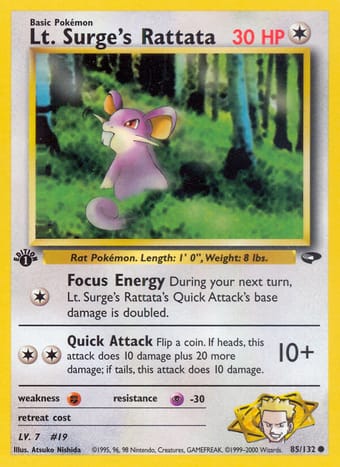 Lt. Surge's Rattata Gym Challenge Pokemon Card
