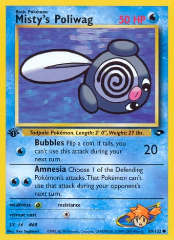 Misty's Poliwag Gym Challenge Pokemon Card