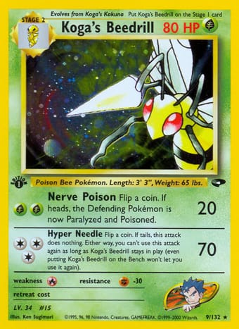 Koga's Beedrill Gym Challenge Pokemon Card