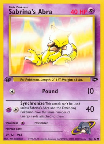 Sabrina's Abra Gym Challenge Pokemon Card