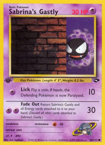 Sabrina's Gastly Gym Challenge Pokemon Card