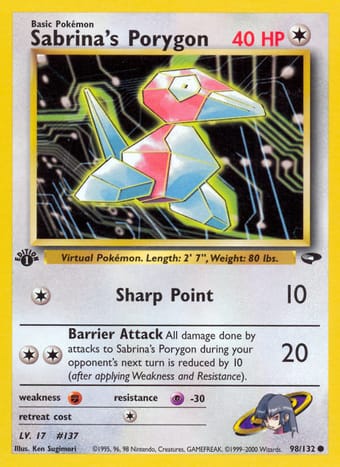 Sabrina's Porygon Gym Challenge Pokemon Card