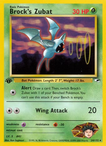 Brock's Zubat Gym Heroes Pokemon Card