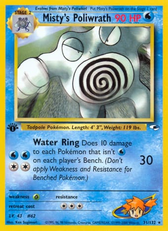 Misty's Poliwrath Gym Heroes Pokemon Card