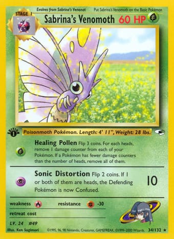Sabrina's Venomoth Gym Heroes Pokemon Card