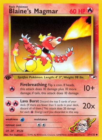 Blaine's Magmar Gym Heroes Pokemon Card