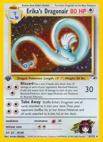 Erika's Dragonair Gym Heroes Pokemon Card