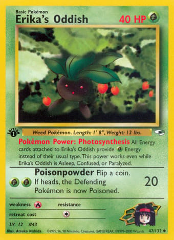 Erika's Oddish Gym Heroes Pokemon Card