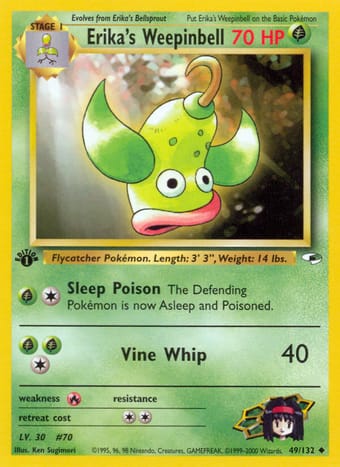 Erika's Weepinbell Gym Heroes Pokemon Card
