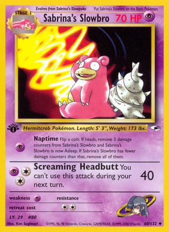 Sabrina's Slowbro Gym Heroes Pokemon Card