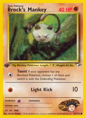 Brock's Mankey Gym Heroes Pokemon Card