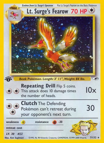 Lt. Surge's Fearow Gym Heroes Pokemon Card