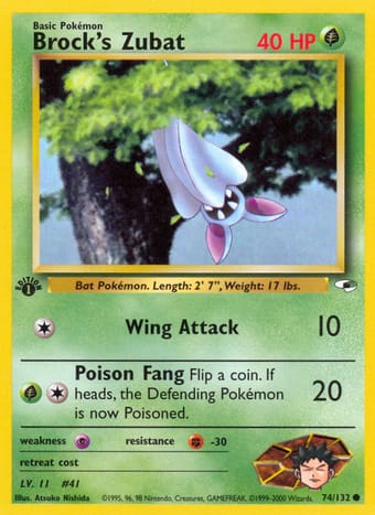 Brock's Zubat Gym Heroes Pokemon Card