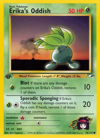 Erika's Oddish Gym Heroes Pokemon Card