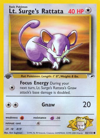 Lt. Surge's Rattata Gym Heroes Pokemon Card