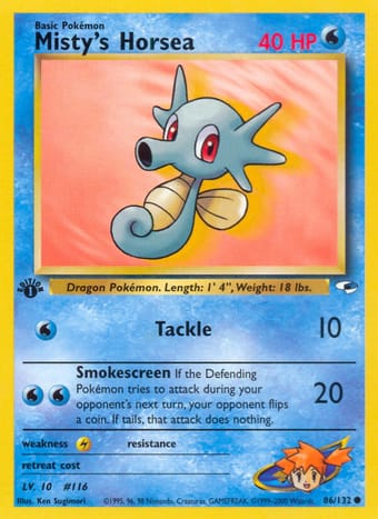 Misty's Horsea Gym Heroes Pokemon Card