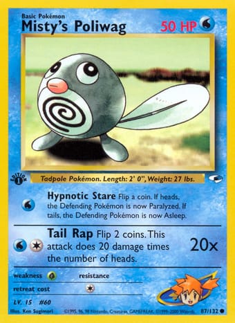 Misty's Poliwag Gym Heroes Pokemon Card