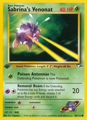 Sabrina's Venonat Gym Heroes Pokemon Card