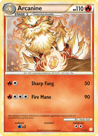 Arcanine HeartGold & SoulSilver Pokemon Card