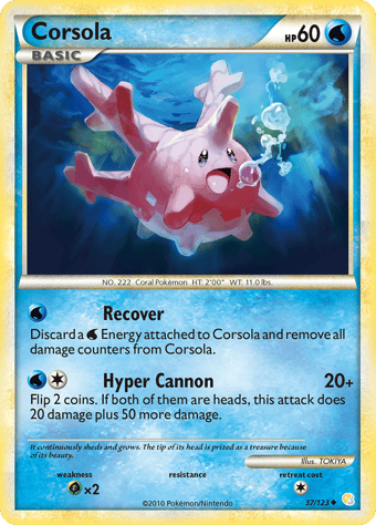 Corsola HeartGold & SoulSilver Pokemon Card