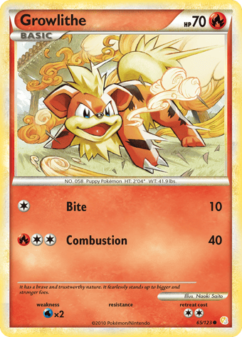 Growlithe HeartGold & SoulSilver Pokemon Card