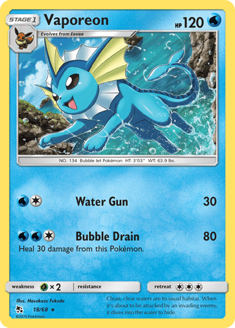 Vaporeon Hidden Fates Pokemon Card