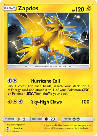 Zapdos Hidden Fates Pokemon Card