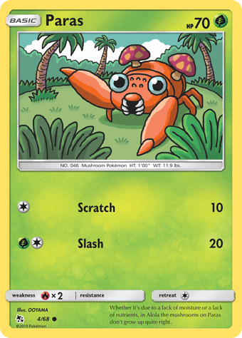 Paras Hidden Fates Pokemon Card