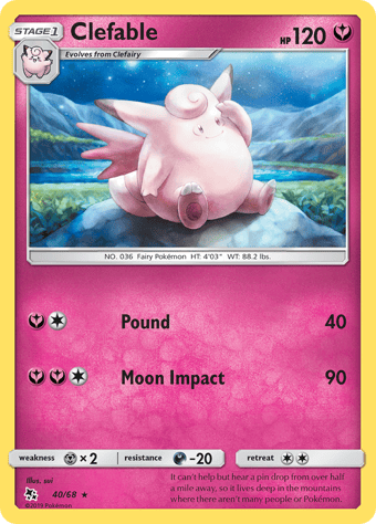 Clefable Hidden Fates Pokemon Card
