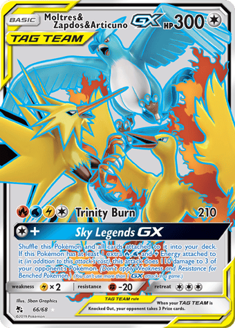 Moltres & Zapdos & Articuno-GX Hidden Fates Pokemon Card