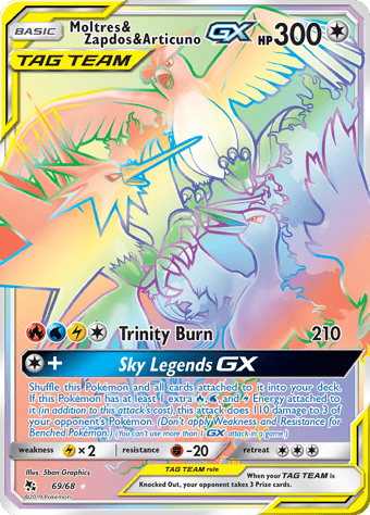 Moltres & Zapdos & Articuno-GX Hidden Fates Pokemon Card