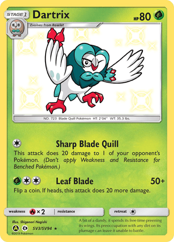 Dartrix Hidden Fates Pokemon Card