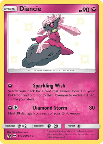 Diancie Hidden Fates Pokemon Card