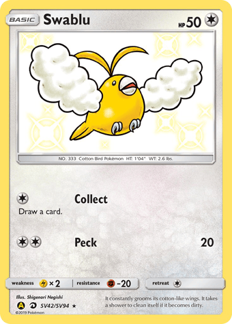 Swablu Hidden Fates Pokemon Card