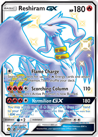 Reshiram-GX Hidden Fates Pokemon Card