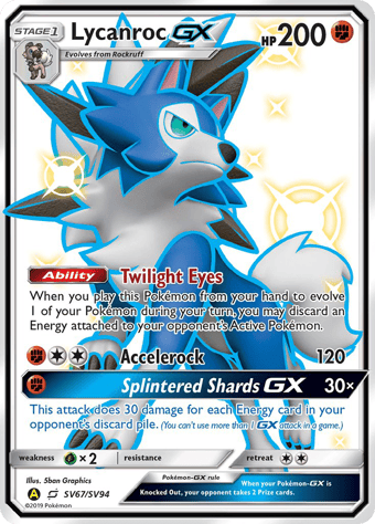 Lycanroc-GX Hidden Fates Pokemon Card