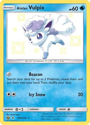 Alolan Vulpix Hidden Fates Pokemon Card