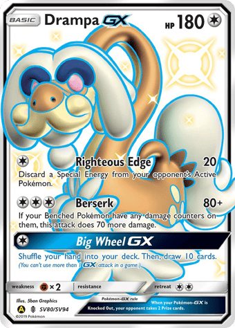Drampa-GX Hidden Fates Pokemon Card