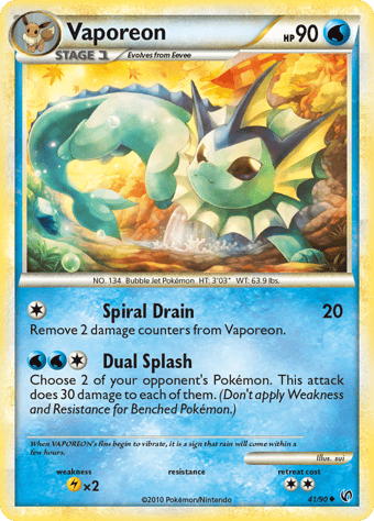 Vaporeon HS-Undaunted Pokemon Card