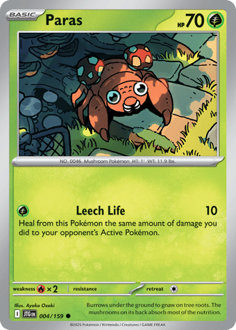 Paras Journey Together Pokemon Card