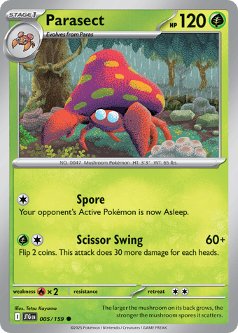 Parasect Journey Together Pokemon Card
