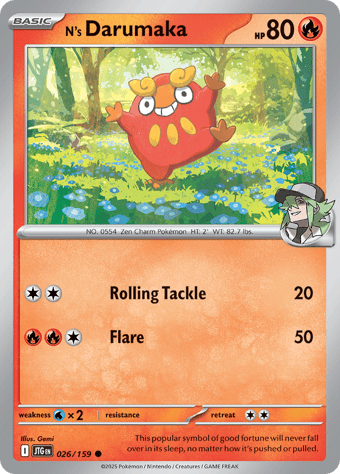 N's Darumaka Journey Together Pokemon Card