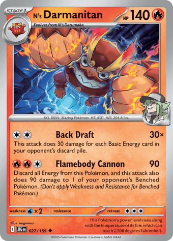 N's Darmanitan Journey Together Pokemon Card
