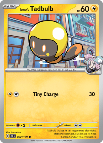 Iono's Tadbulb Journey Together Pokemon Card