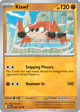 Klawf Journey Together Pokemon Card