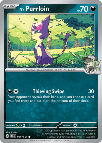 N's Purrloin Journey Together Pokemon Card