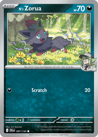 N's Zorua Journey Together Pokemon Card